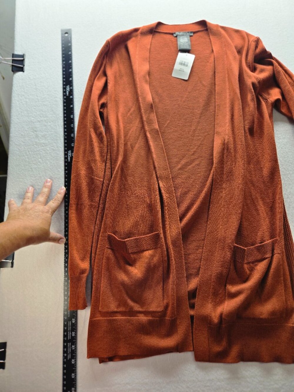 Rust Knit Cardigan Sweater – Medium – Acrylic/Nylon/Cotton Blend